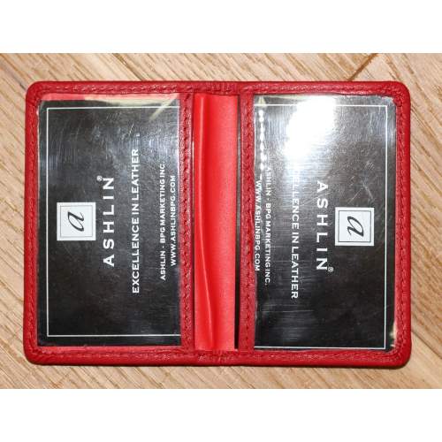 Ashlin Chatham Slim Bi-Fold Leather ID Holder - Fire Engine Red