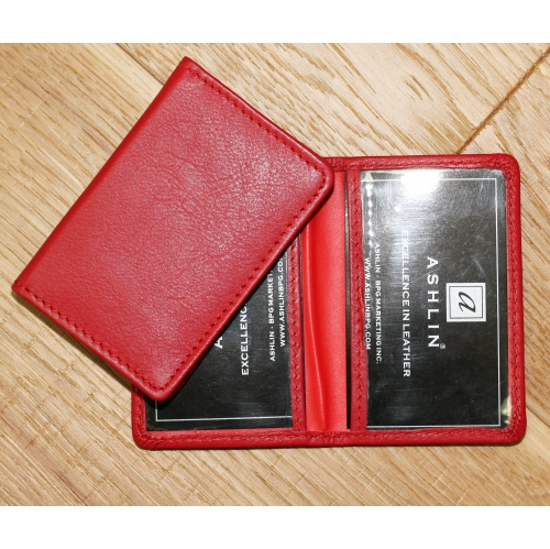 Ashlin Chatham Slim Bi-Fold Leather ID Holder - Fire Engine Red