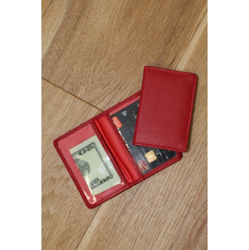 Ashlin Chatham Slim Bi-Fold Leather ID Holder - Fire Engine Red
