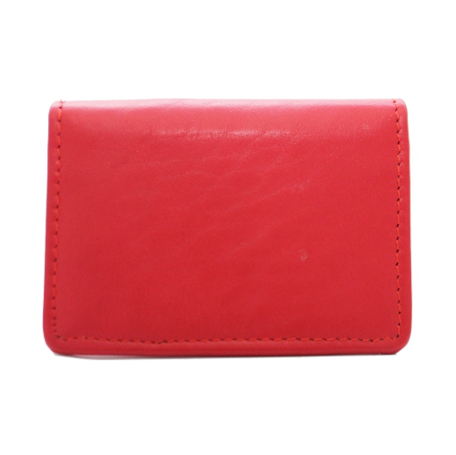 Ashlin Franco Slim Leather RFID Business Card Holder - Fire Engine Red