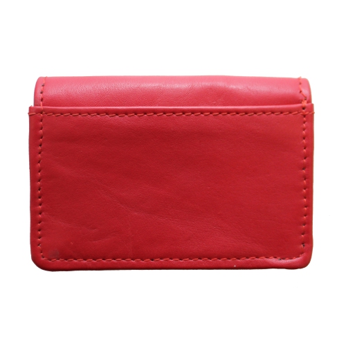 Ashlin Franco Slim Leather RFID Business Card Holder - Fire Engine Red