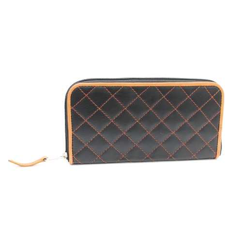 Ashlin Mercer Bi-Fold Leather Clutch Wallet - Black/Orange