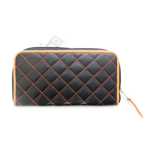 Ashlin Mercer Bi-Fold Leather Clutch Wallet - Black/Orange