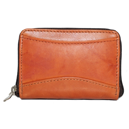 Étui à fermeture à glissière accordéon pour cartes de crédit d’Ashlin - Brun moyen