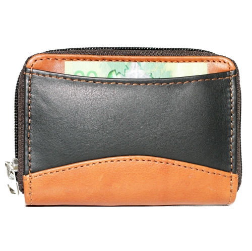 Étui à fermeture à glissière accordéon pour cartes de crédit d’Ashlin - Noir-brun