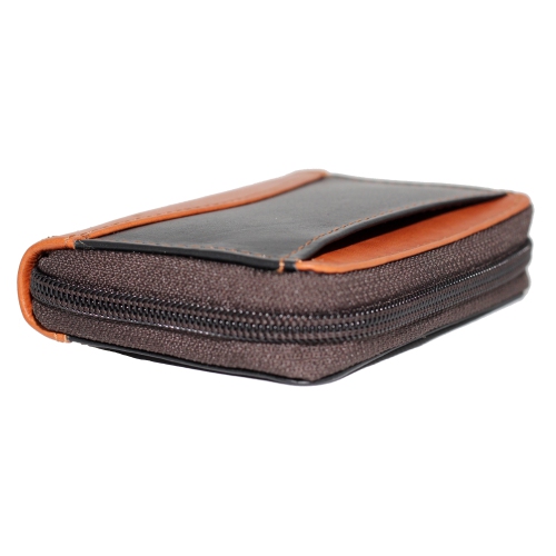 Étui à fermeture à glissière accordéon pour cartes de crédit d’Ashlin - Noir-brun