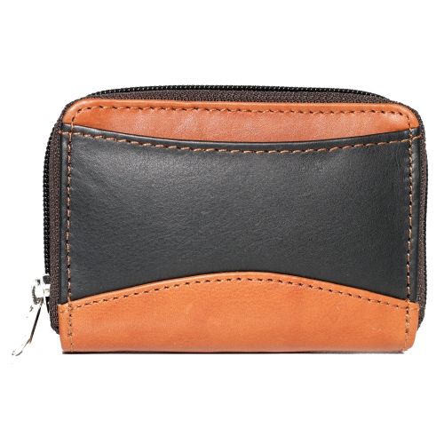 Étui à fermeture à glissière accordéon pour cartes de crédit d’Ashlin - Noir-brun