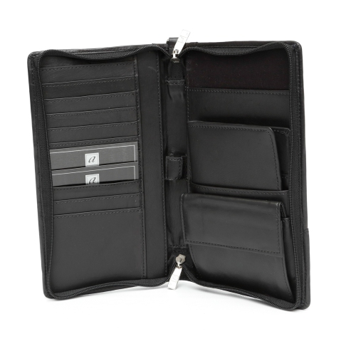 Portefeuille de voyage/étui pour passeport en cuir d’Ashlin - Noir