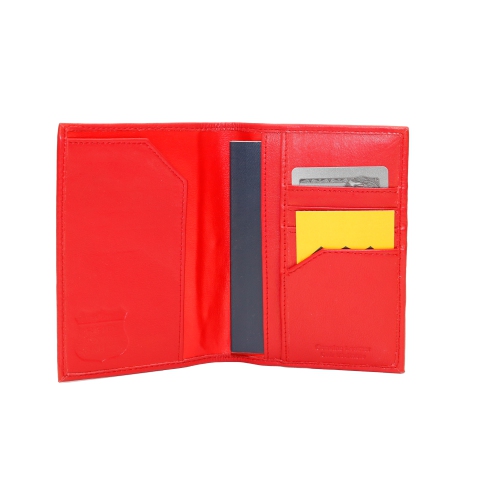 Porte-passeport à deux sections en cuir de vache naturel traité Amsterdam d’Ashlin - Rouge pompier