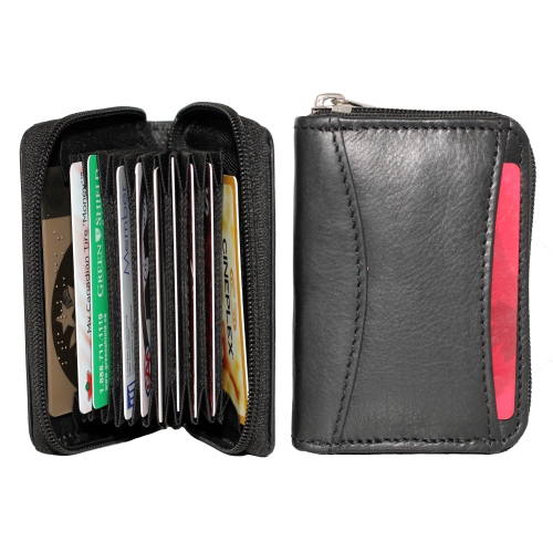 Étui à fermeture à glissière accordéon pour cartes de crédit d’Ashlin - Noir