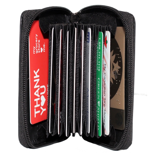 Étui à fermeture à glissière accordéon pour cartes de crédit d’Ashlin - Noir