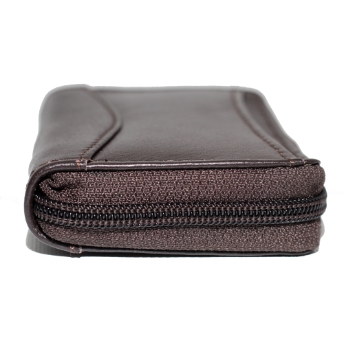 Ashlin Accordian Zippered Credit Card Case - Dark Brown
