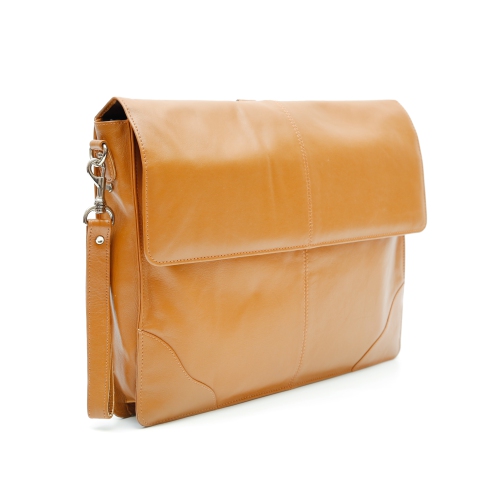 Ashlin 15" Leather Laptop Briefcase - Medium Brown