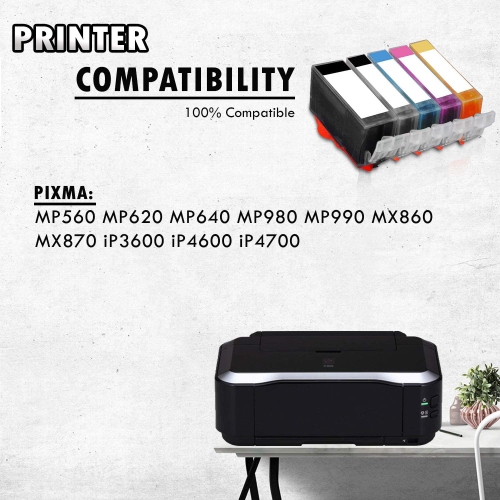 1 Set of 5 Inkfirst Compatible PGI-220 CLI-221 Ink Cartridges Replacement for Canon PGI-220 CLI-221 PGI220 CLI221 PIXMA MP560
