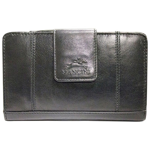 Mancini Casablanca RFID Leather Bi-fold Clutch - Black