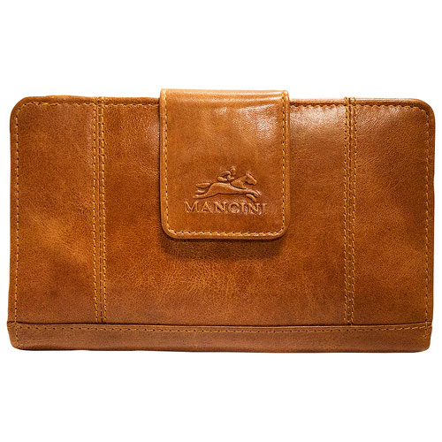 Mancini Casablanca RFID Leather Bi-fold Clutch - Cognac