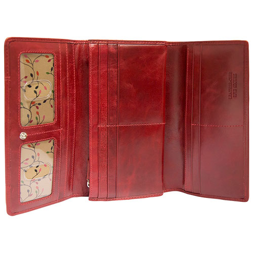 Mancini Casablanca RFID Leather Tri-fold Wallet - Red