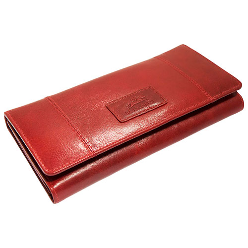 Mancini Casablanca RFID Leather Tri-fold Wallet - Red