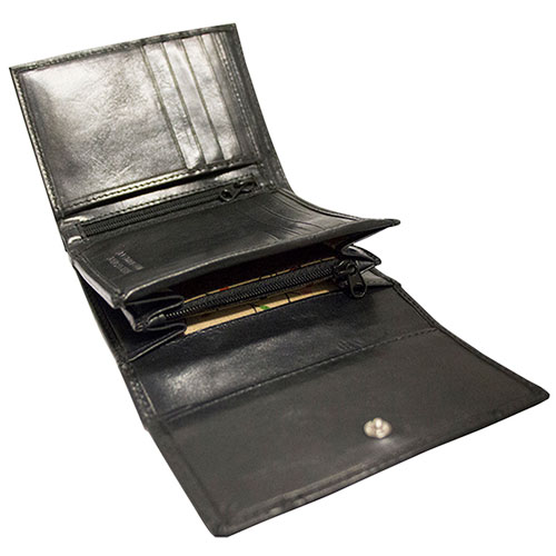 Portefeuille RFID à trois volets en cuir Casablanca de Mancini - Noir