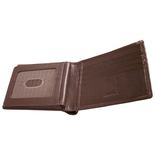 Portefeuille RFID à deux volets en cuir avec rabat intérieur Boulder de Mancini - Brun