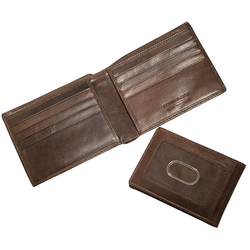 Portefeuille RFID à deux volets en cuir avec rabat intérieur Boulder de Mancini - Brun