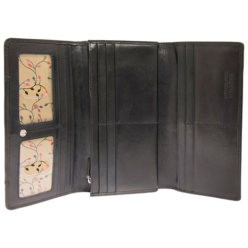 Portefeuille RFID à trois volets en cuir Casablanca de Mancini - Noir