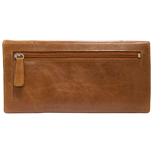 Portefeuille RFID à trois volets en cuir Casablanca de Mancini - Cognac