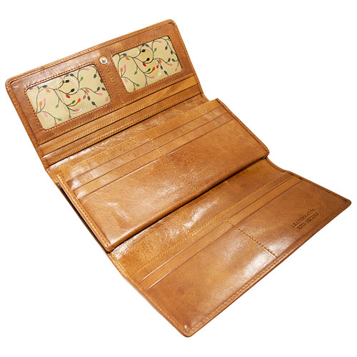 Portefeuille RFID à trois volets en cuir Casablanca de Mancini - Cognac