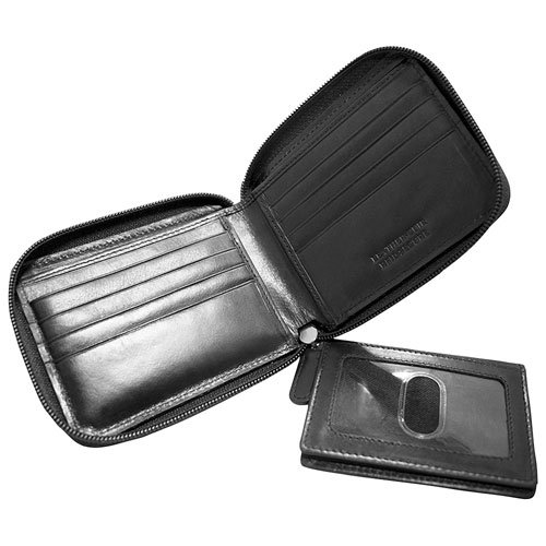 Mancini Boulder Zip-Around RFID Leather Bi-fold Wallet - Black