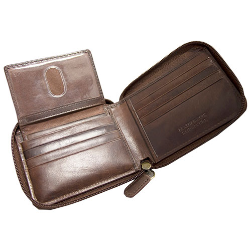 Portefeuille RFID 2 volets cuir/fermeture glissière intégrale Boulder de Mancini - Brun