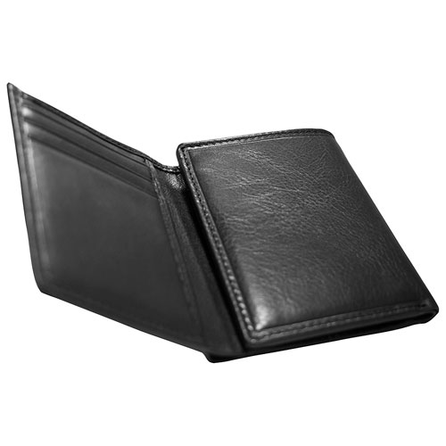 Mancini Boulder RFID Leather Tri-fold Wallet - Black