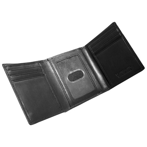 Mancini Boulder RFID Leather Tri-fold Wallet - Black