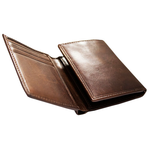 Portefeuille RFID à trois volets en cuir Boulder de Mancini - Brun