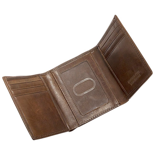 Portefeuille RFID à trois volets en cuir Boulder de Mancini - Brun