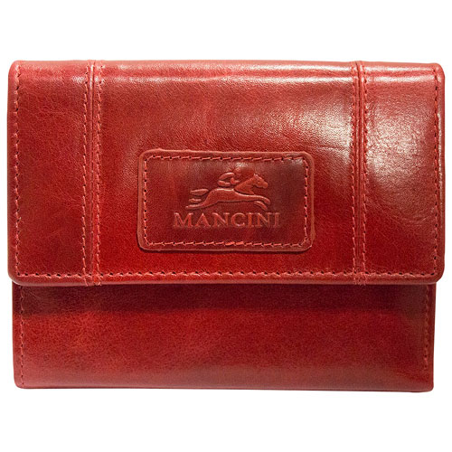 Mancini Casablanca RFID Leather Tri-fold Clutch - Red