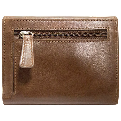 Mancini Casablanca RFID Leather Tri-fold Clutch - Brown