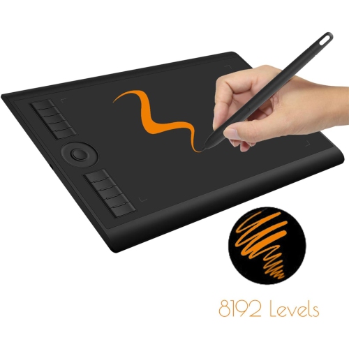Tablette graphique à 8192 niveaux de pression 10 x 6,25 po avec stylet sans pile - version M10K 2018