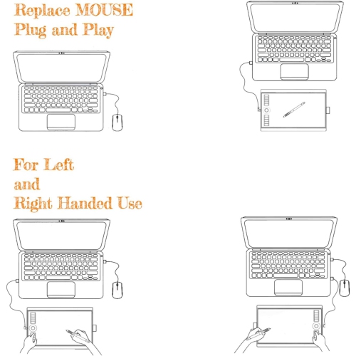 Tablette graphique à 8192 niveaux de pression 10 x 6,25 po avec stylet sans pile - version M10K 2018
