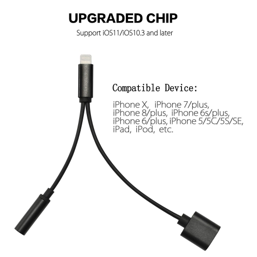 iPhone Splitter Lightning Charger and Lightning to 3.5mm AUX Headphone Jack Audio Adapter
