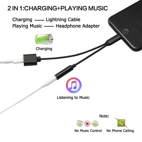 iPhone Splitter Lightning Charger and Lightning to 3.5mm AUX Headphone Jack Audio Adapter