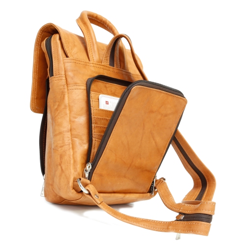 Ashlin Mariah Leather Purse Knapsack - Brown