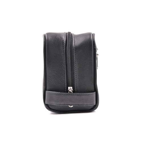 Ashlin CANNATA Lambskin Napa Leather Men's Toiletry Bag - Midnight Black