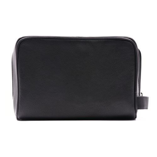 Ashlin CANNATA Lambskin Napa Leather Men's Toiletry Bag - Midnight Black