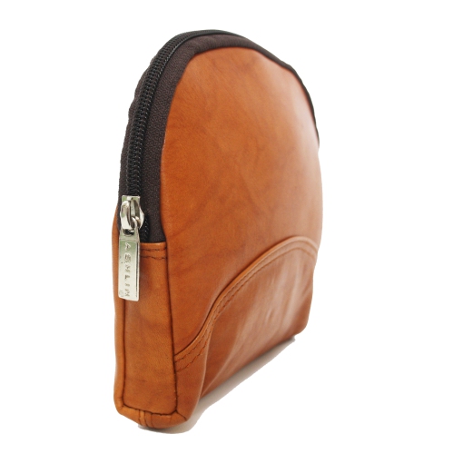 Ashlin Leanah Leather Cosmetic Bag - Medium Brown