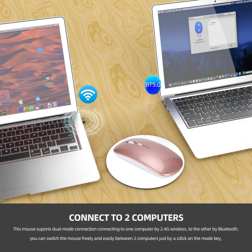 Wireless Rechargeable Silent Ergonomic Mouse Slim Dual Model Bluetooth & USB 2.4G for PC Laptop iMac Mac Pro, Desktop Computer, Chromebook, iPhone