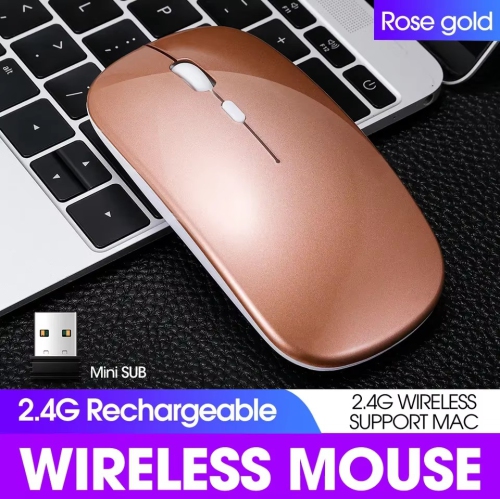 Wireless Rechargeable Silent Ergonomic Mouse Slim Dual Model Bluetooth & USB 2.4G for PC Laptop iMac Mac Pro, Desktop Computer, Chromebook, iPhone