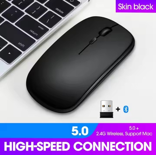 Wireless Rechargeable Silent Ergonomic Mouse Slim Dual Model Bluetooth & USB 2.4G for PC Laptop iMac Mac Pro, Desktop Computer, Chromebook, iPhone