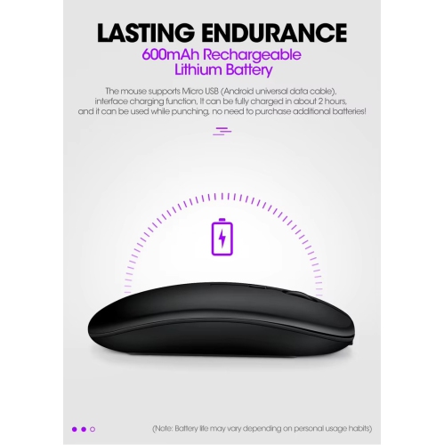 Wireless Rechargeable Silent Ergonomic Mouse Slim Dual Model Bluetooth & USB 2.4G for PC Laptop iMac Mac Pro, Desktop Computer, Chromebook, iPhone