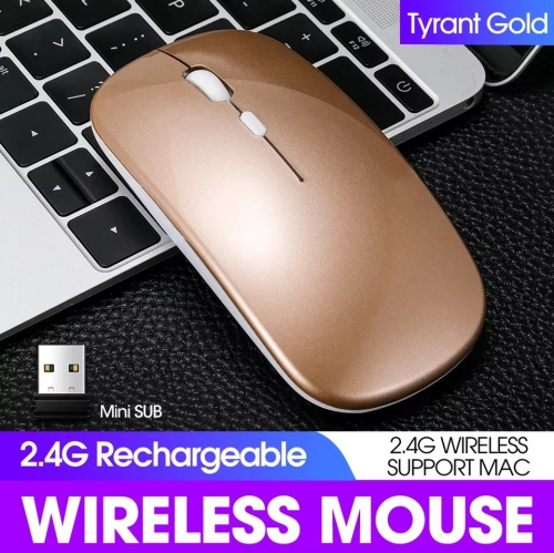 Wireless Rechargeable Silent Ergonomic Mouse Slim Dual Model Bluetooth & USB 2.4G for PC Laptop iMac Mac Pro, Desktop Computer, Chromebook, iPhone