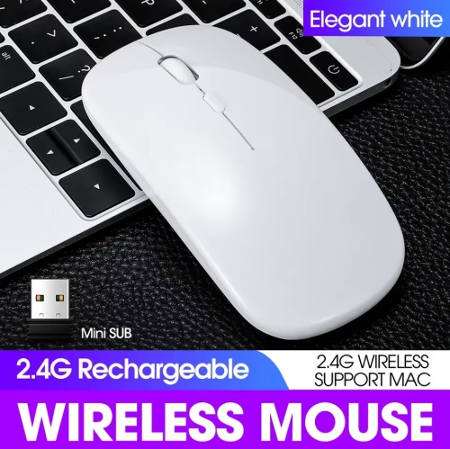 Wireless Rechargeable Silent Ergonomic Mouse Slim Dual Model Bluetooth & USB 2.4G for PC Laptop iMac Mac Pro, Desktop Computer, Chromebook, iPhone